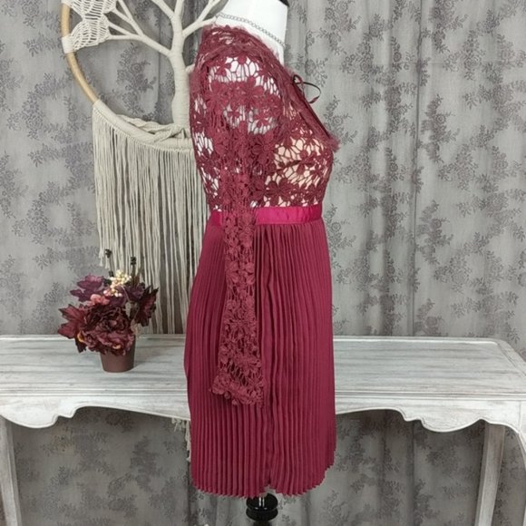 Romeo and Juliet Couture berry pleated lace dress - Picture 9 of 16